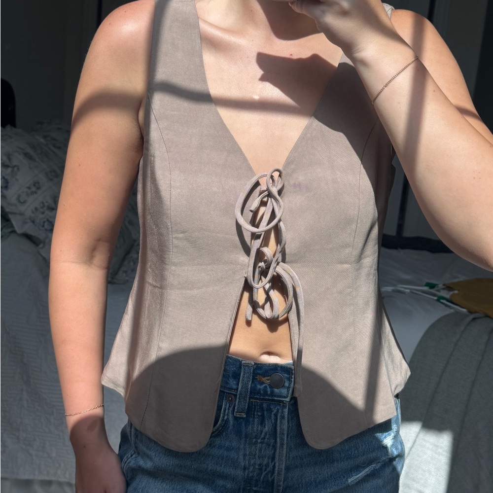 Light Brown Front Tie Top